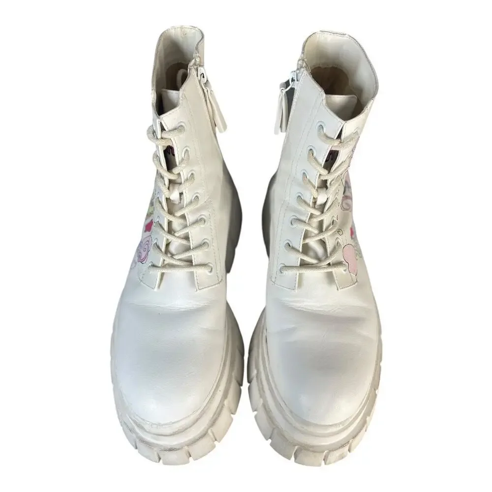 Bershka x Sanrio Hello Kitty Women’s Platform White Lace Boots Size-40 (9)